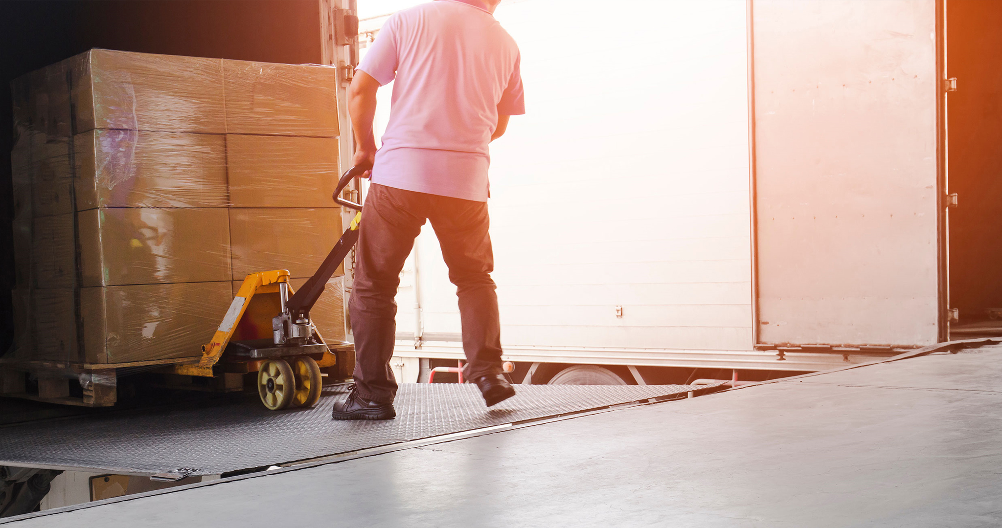 Aerial view of container cargo ship in sea.